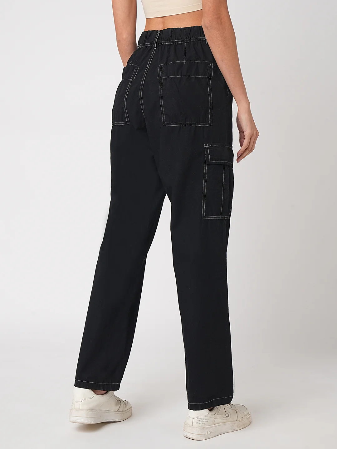 Women Black Mid-Rise Cargo - Image 3