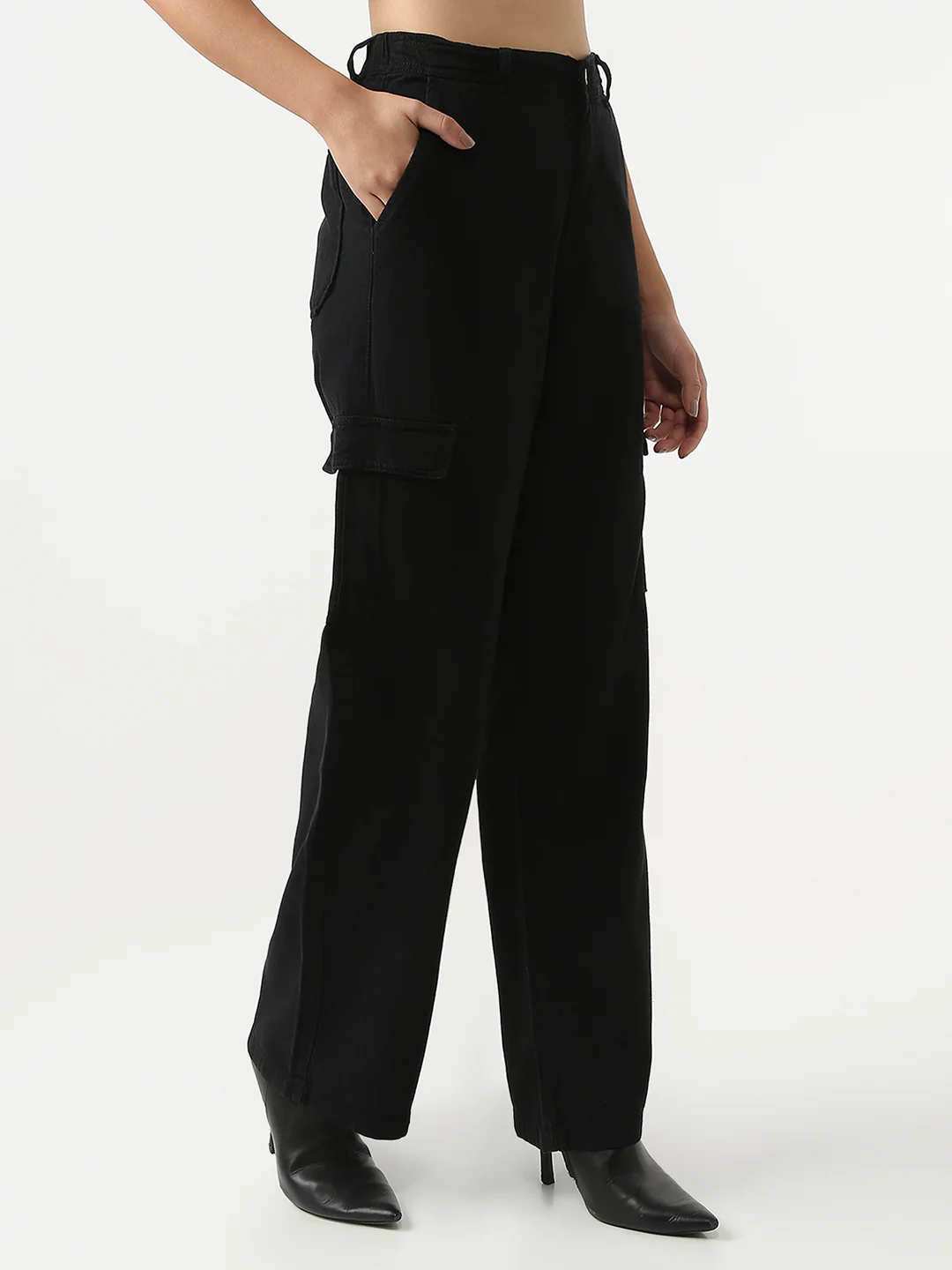 Women Black Mid-Rise Cargo - Image 6