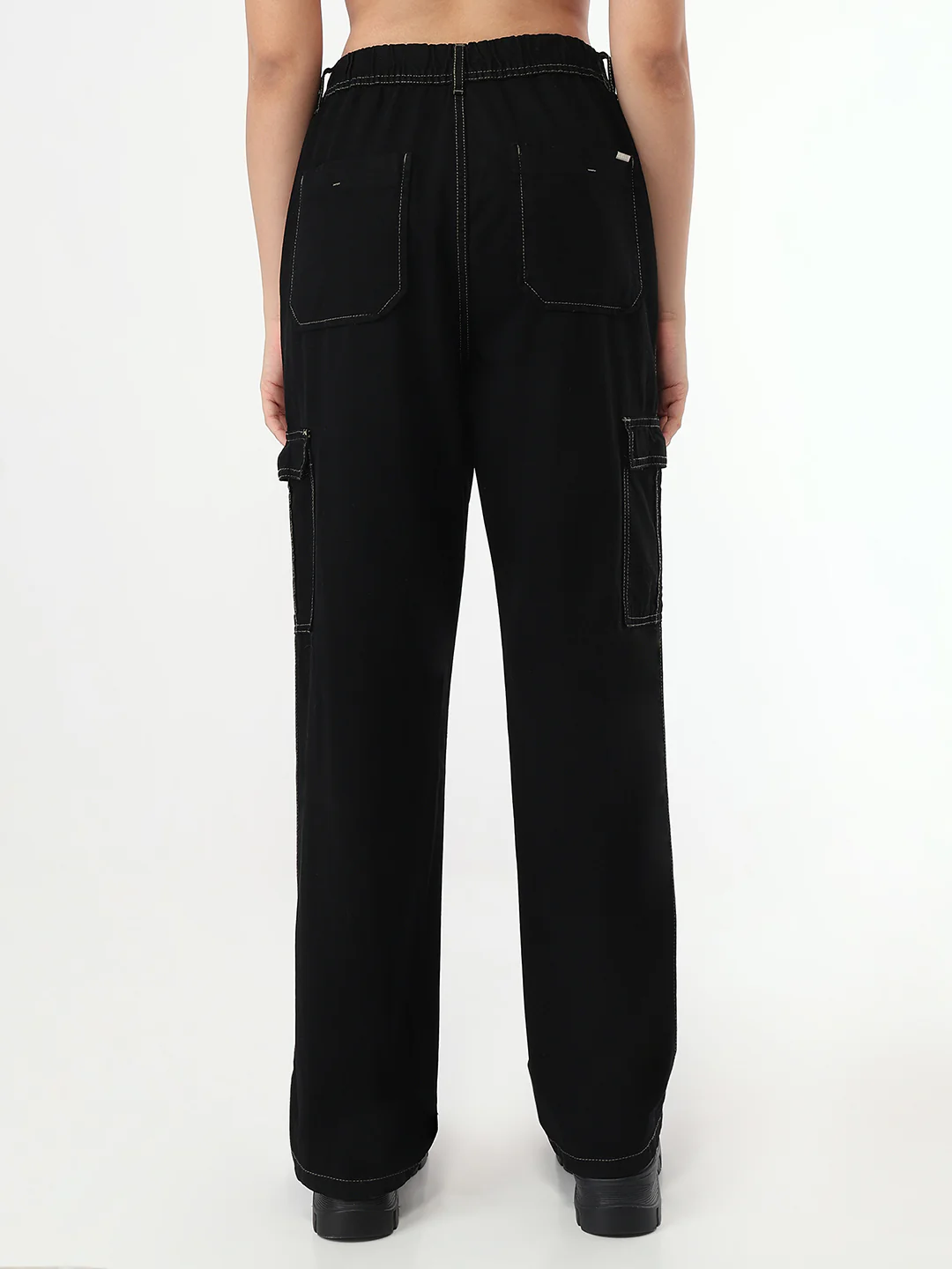 Women Black Mid-Rise Cargo - Image 3
