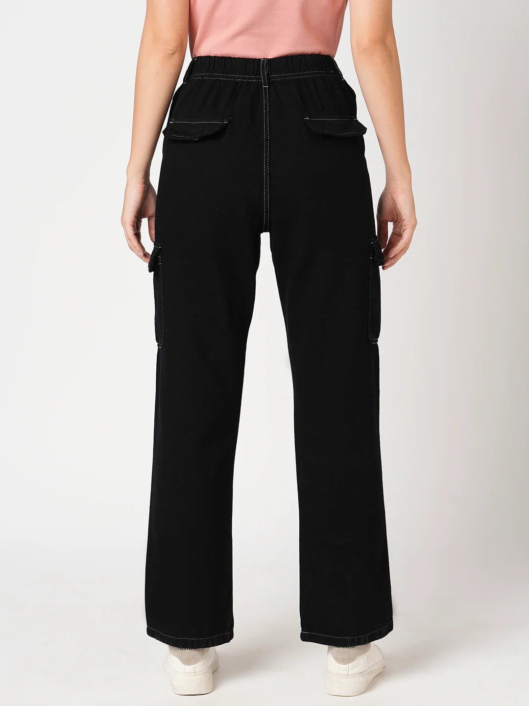 Women Black Mid-Rise Cargo - Image 3