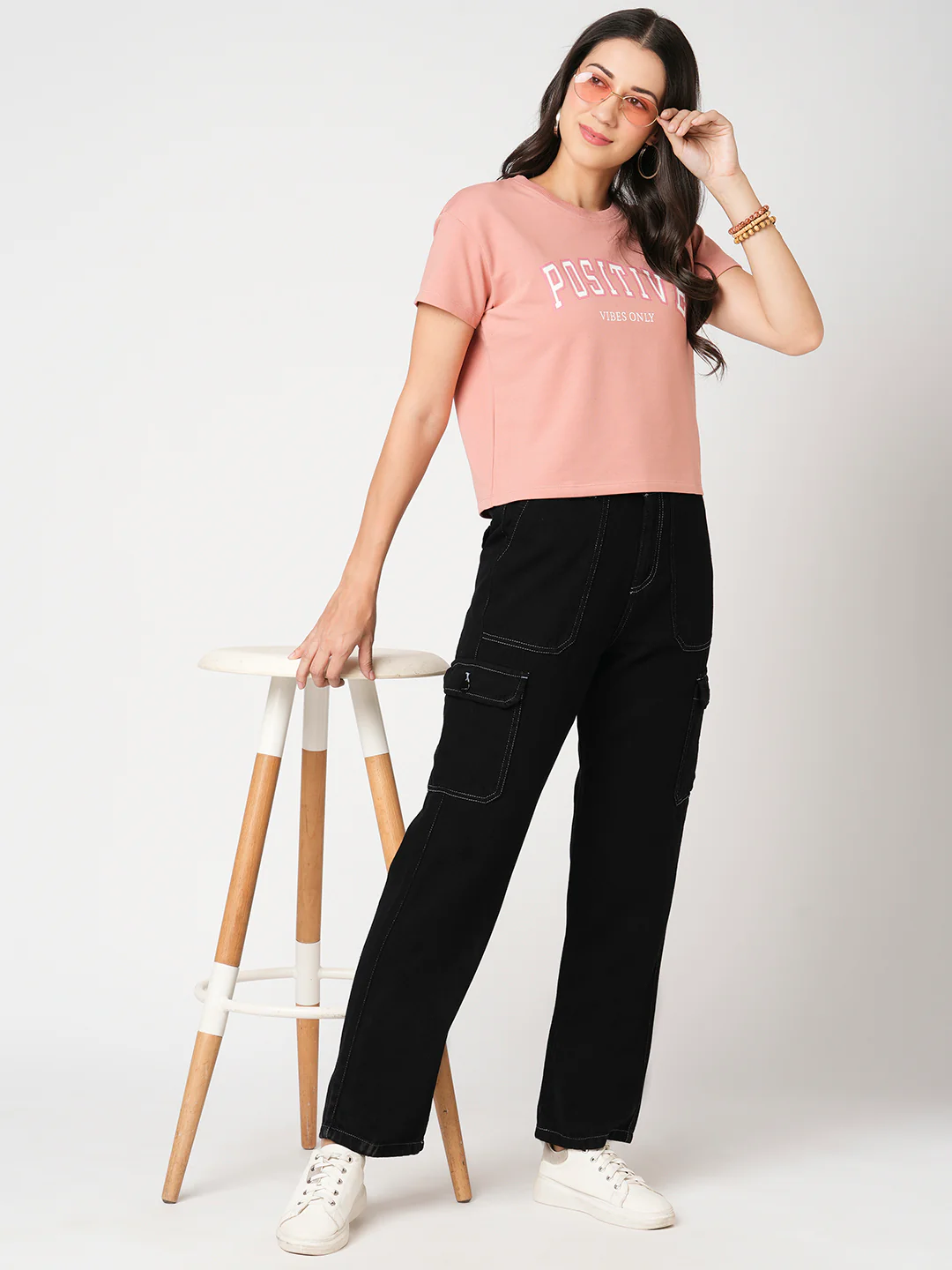 Women Black Mid-Rise Cargo - Image 4
