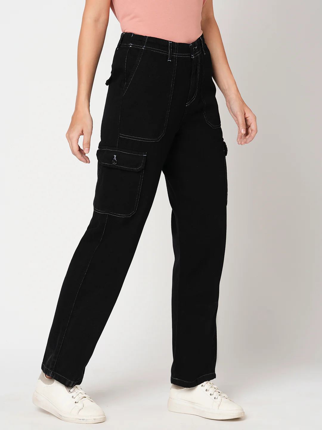 Women Black Mid-Rise Cargo - Image 5