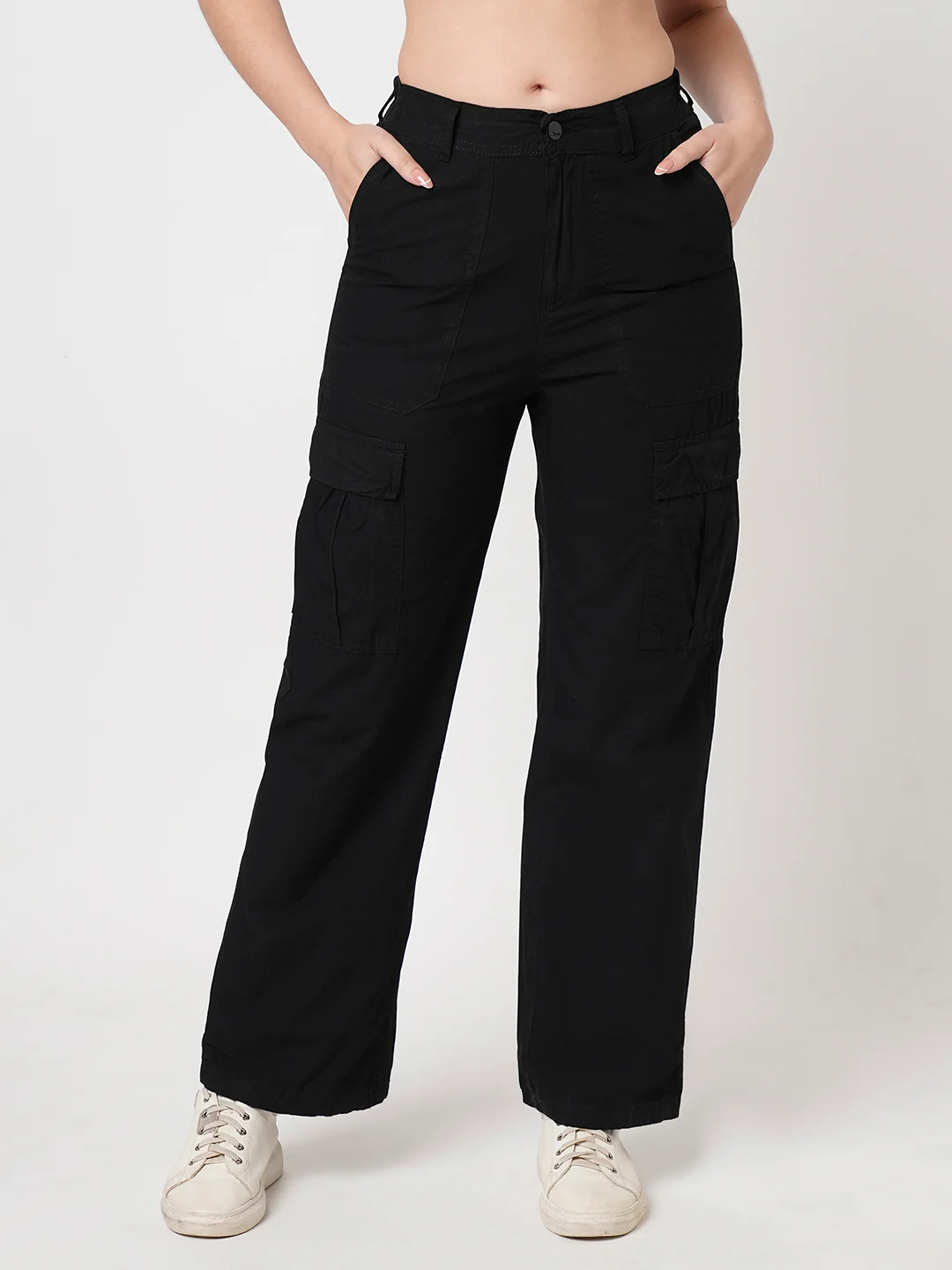 Women Black Mid-Rise Cargo - Image 2