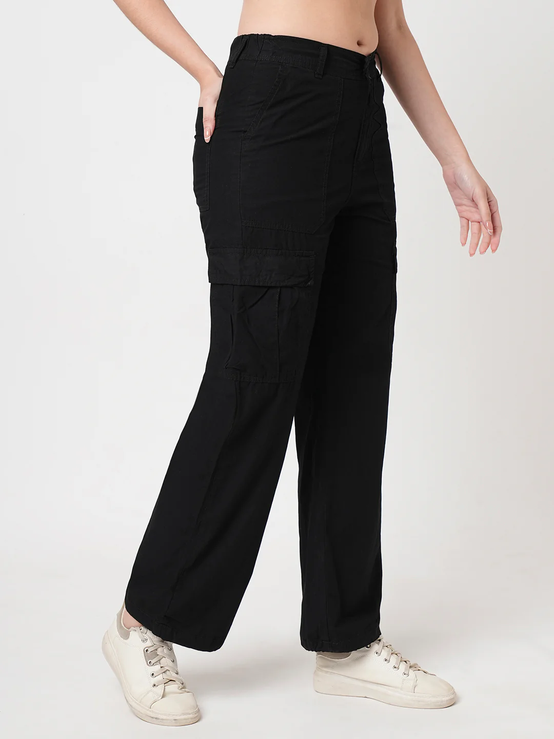 Women Black Mid-Rise Cargo - Image 5