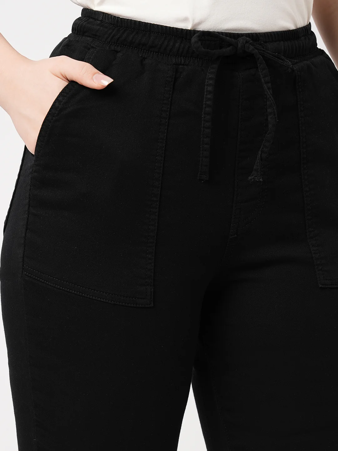 Women Black Mid-Rise Jogger - Image 4