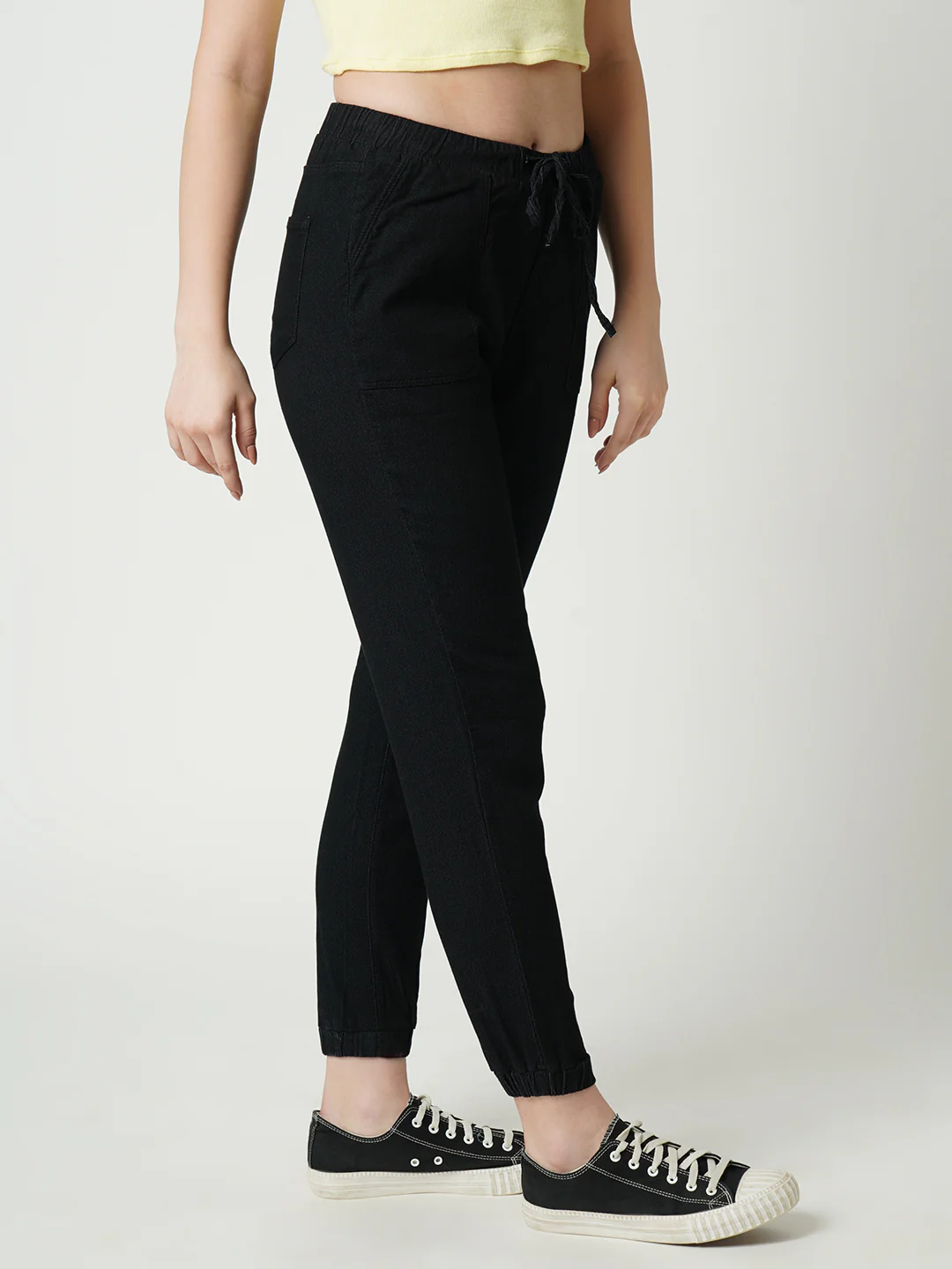 Women Black Mid-Rise Joggers - Image 5