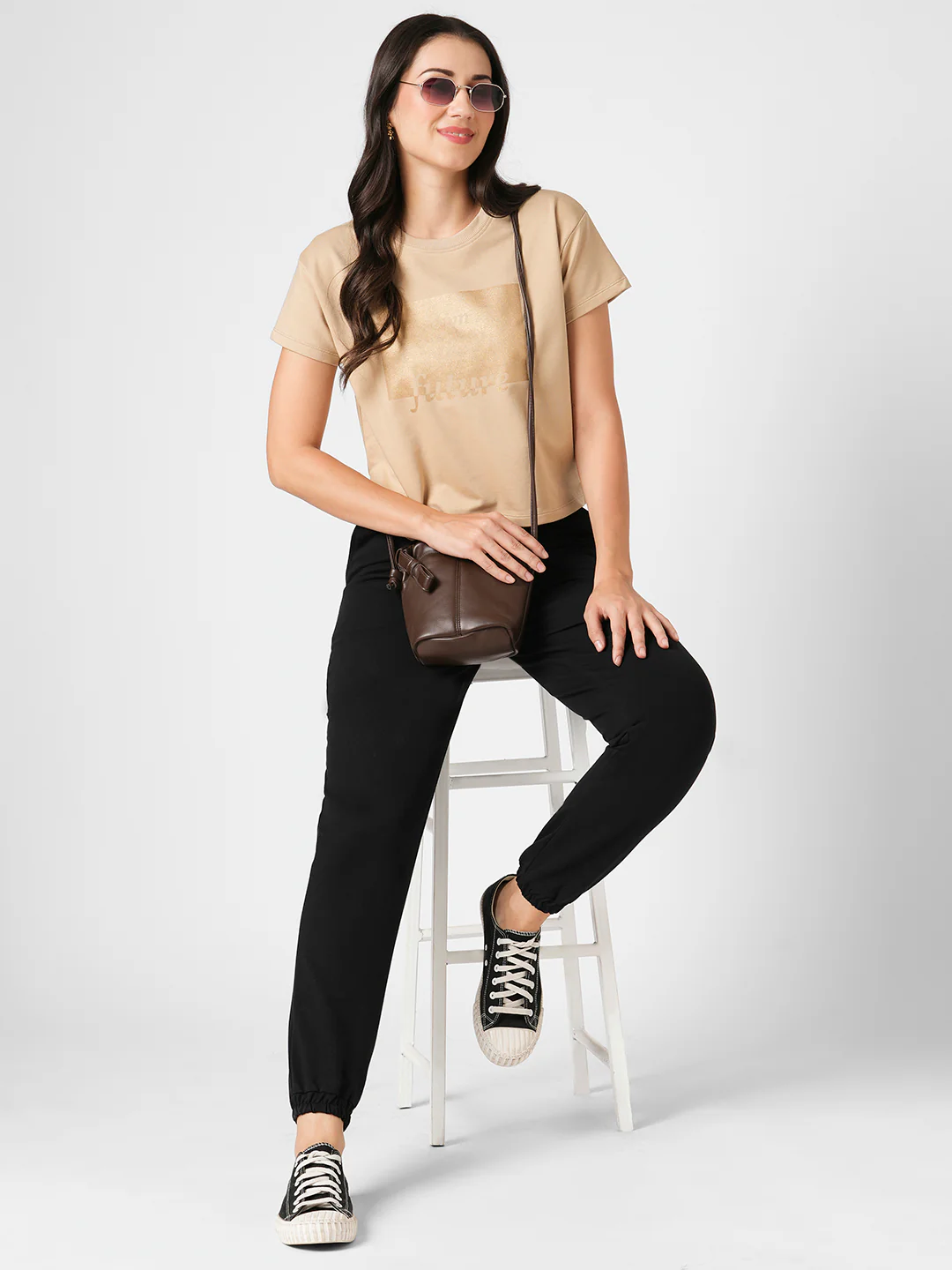 Women Black Mid-Rise Joggers - Image 4
