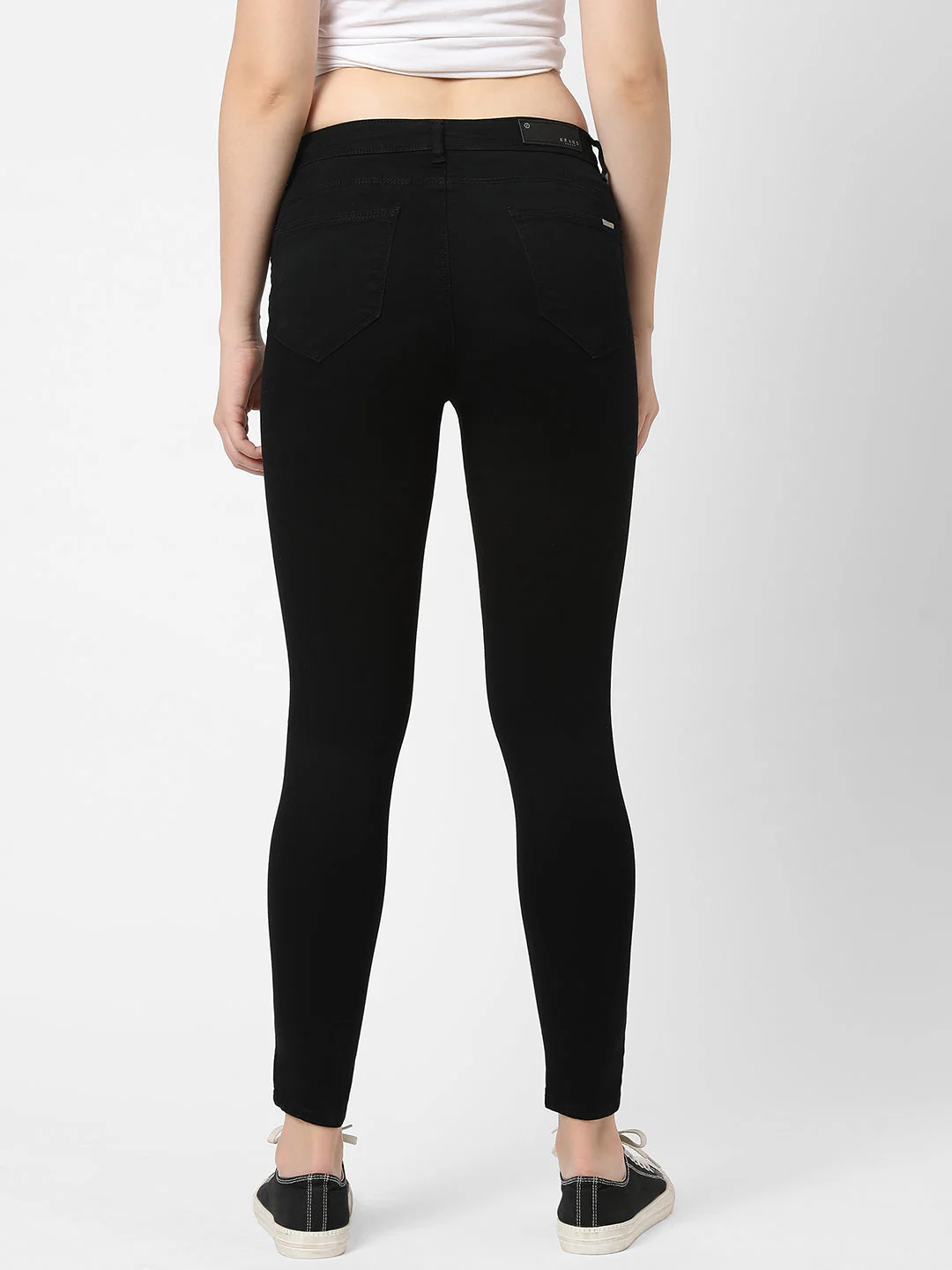 Women Black Mid-Rise Push Up Super Skinny Jeans - Image 3