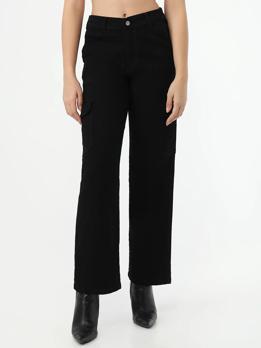 Women Black Mid-Rise Skinny Cargo - Image 2