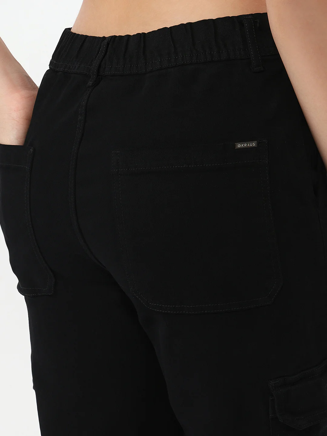Women Black Mid-Rise Skinny Cargo - Image 5
