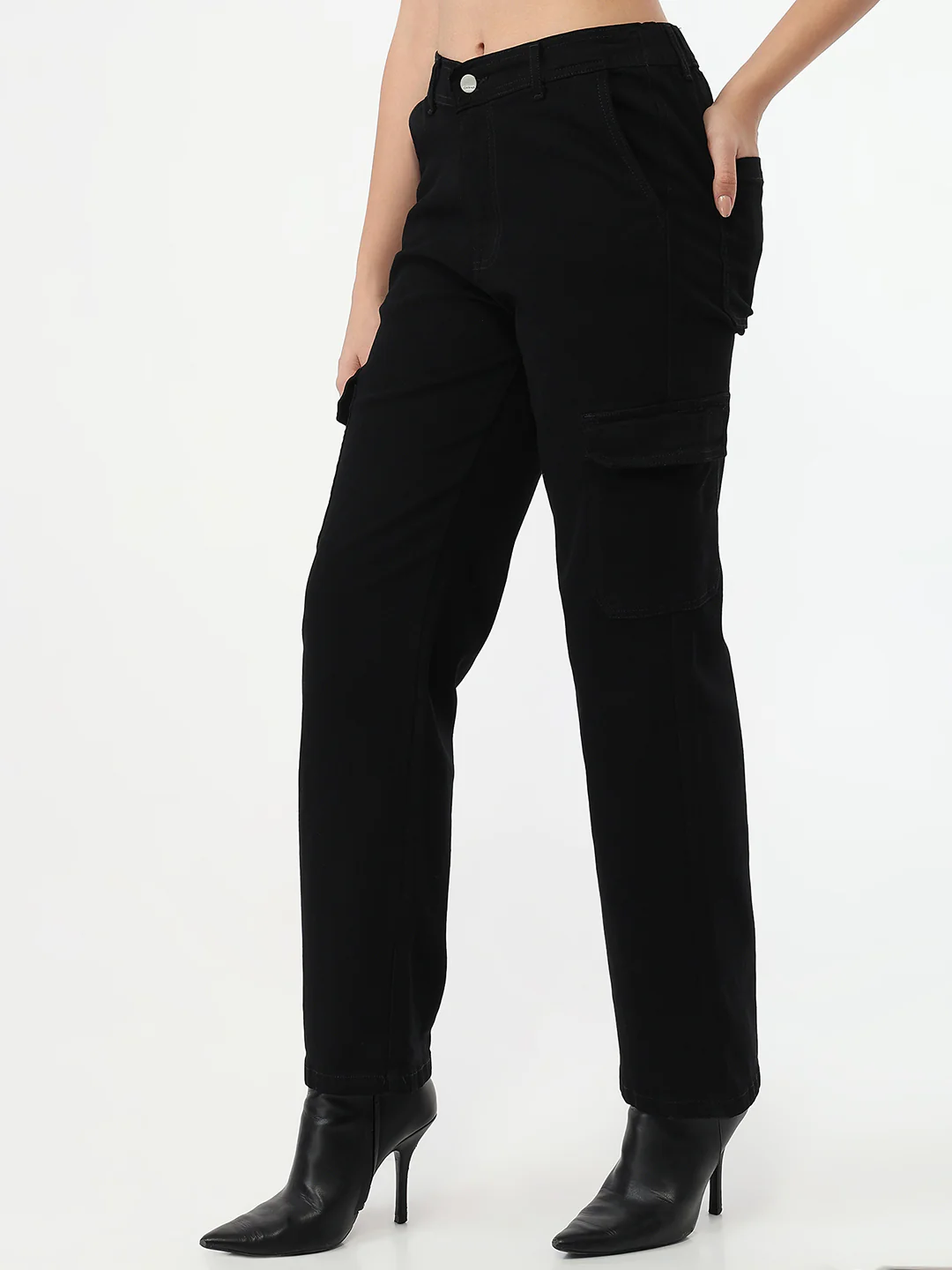 Women Black Mid-Rise Skinny Cargo - Image 6