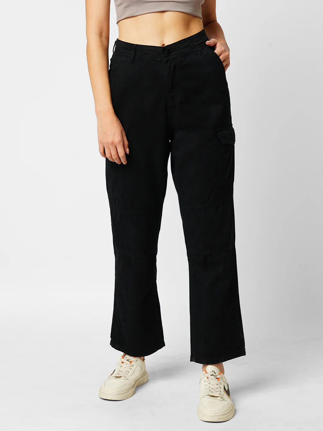 Women Black Mid-Rise Skinny Cargo - Image 2