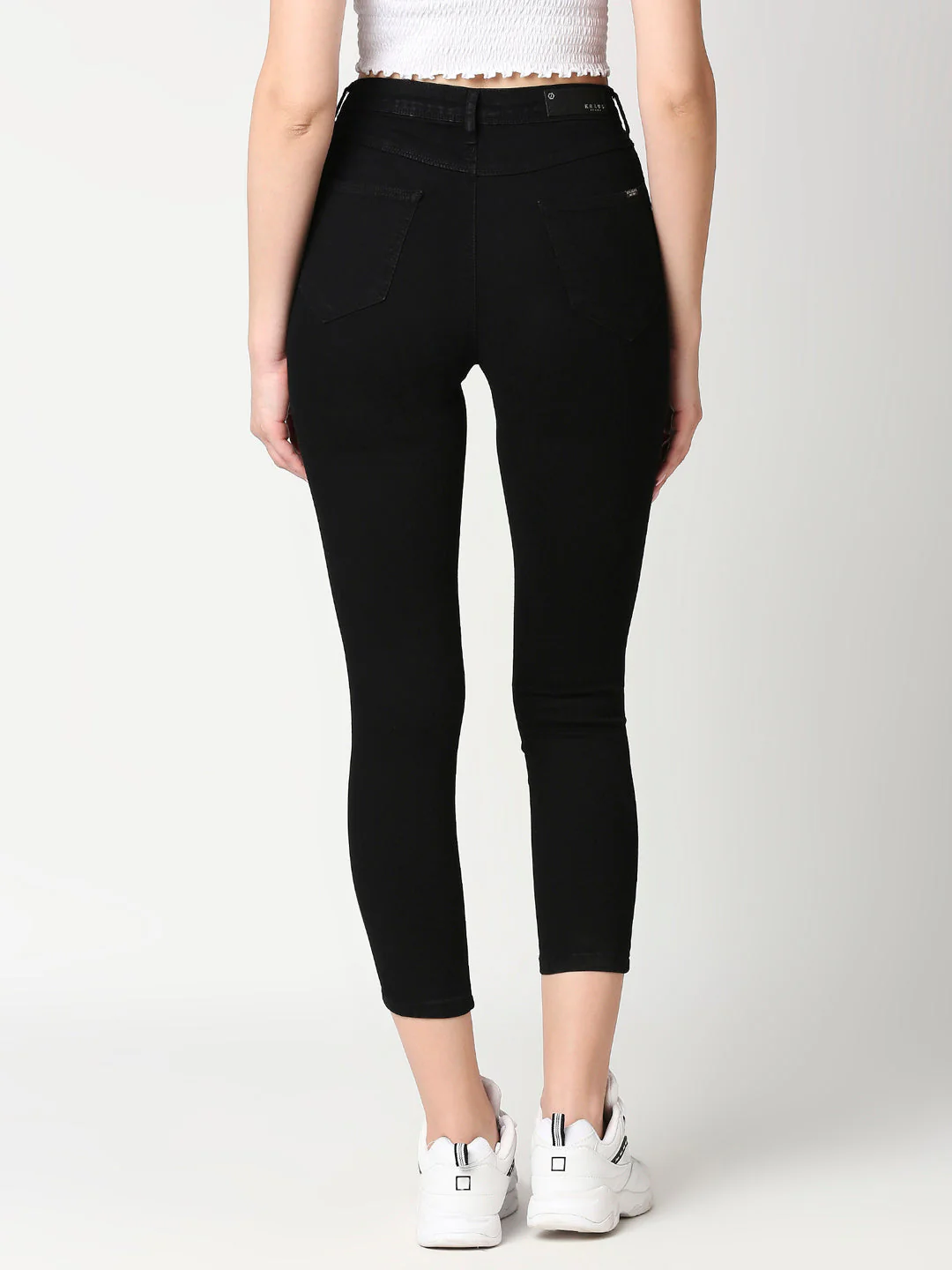 Women Black Mid-Rise Skinny Crop Jeans - Image 3