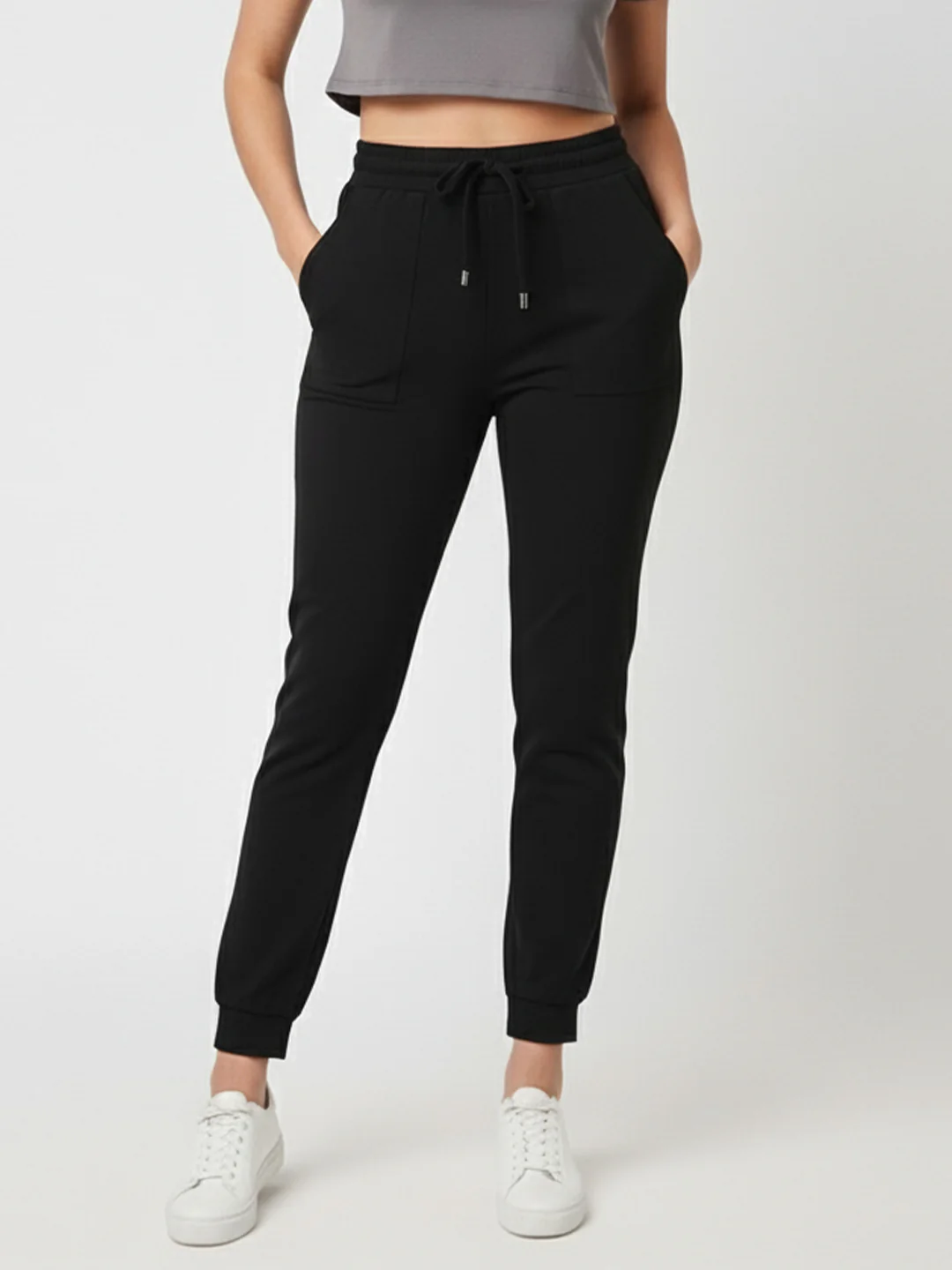 Women Black Mid-Rise Skinny Joggers - Image 2