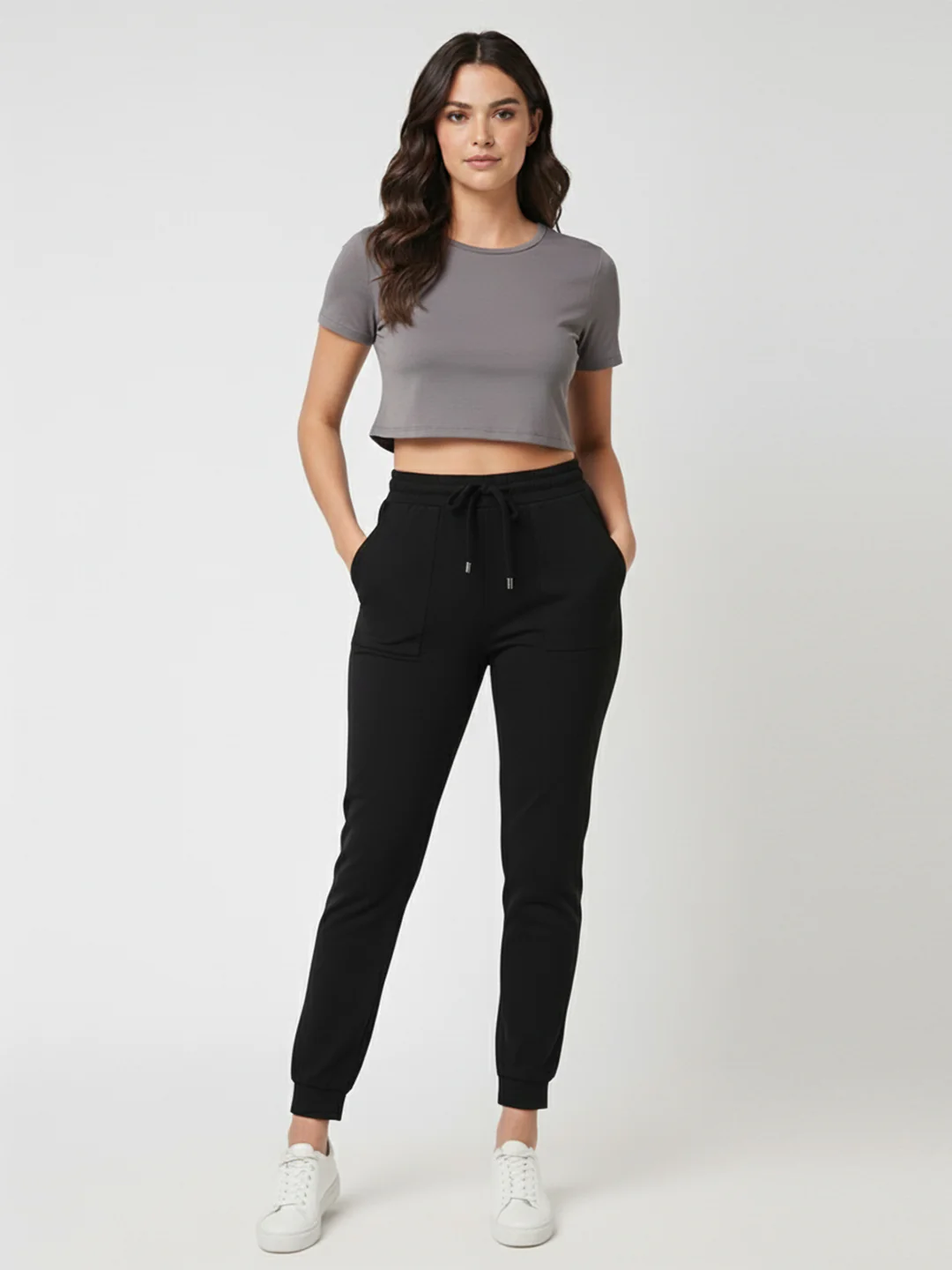 Women Black Mid-Rise Skinny Joggers - Image 4