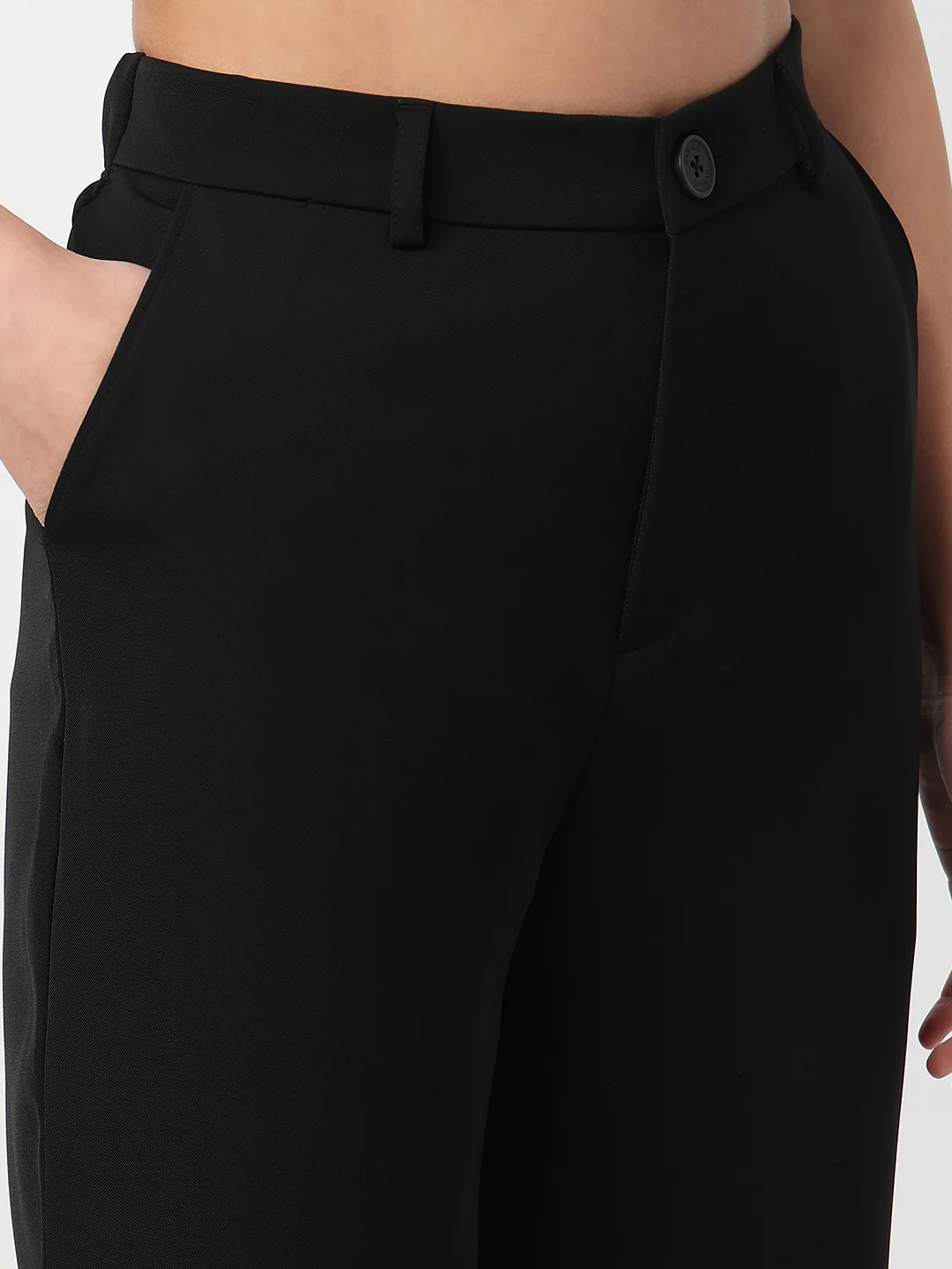 Women Black Mid-Rise Straight Fit Korean Pants - Image 5