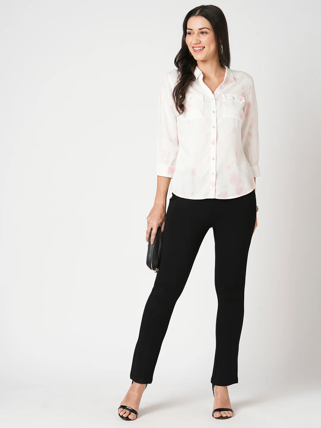 Women Black Mid-Rise Straight Fit Treggings - Image 4