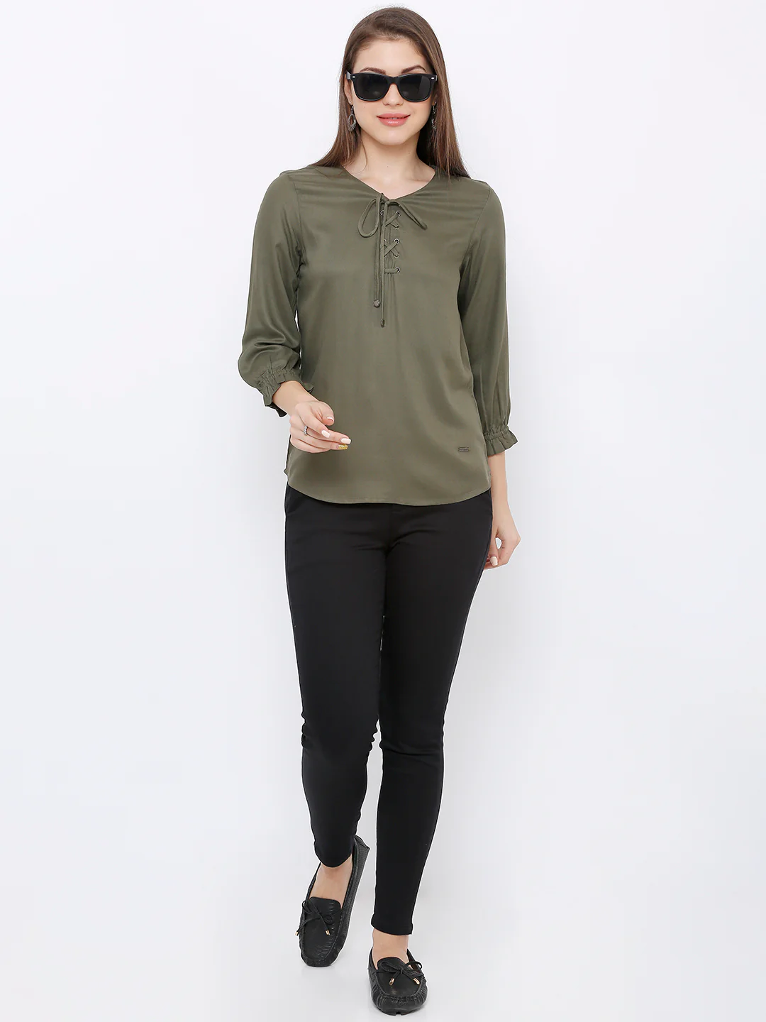 Women Black Mid-Rise Treggings
