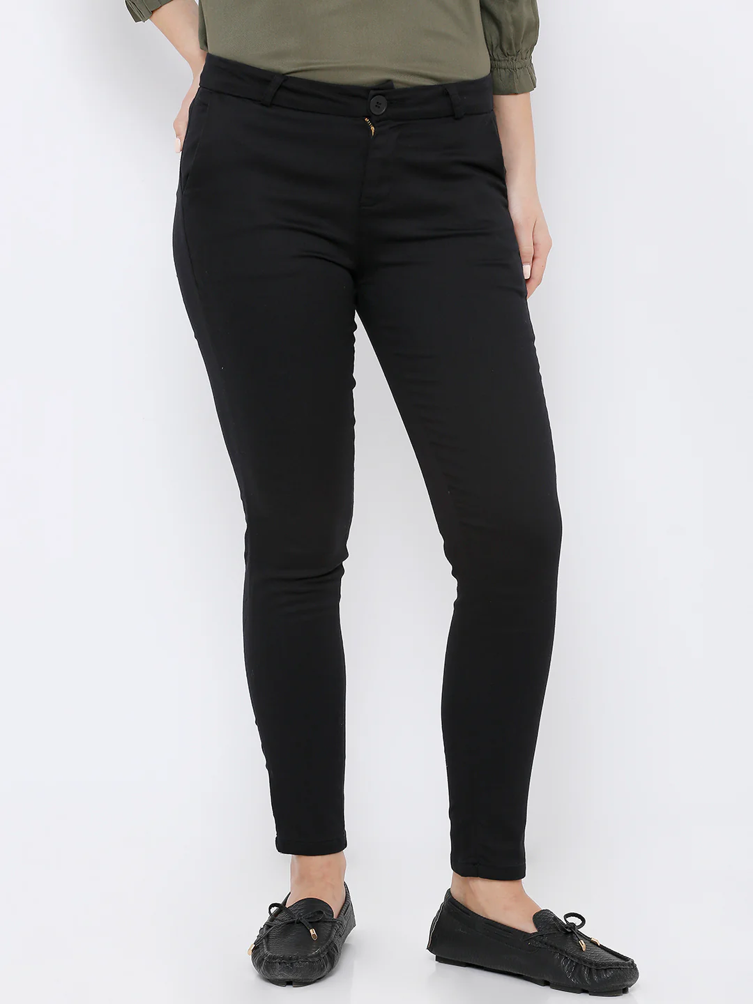 Women Black Mid-Rise Treggings - Image 2