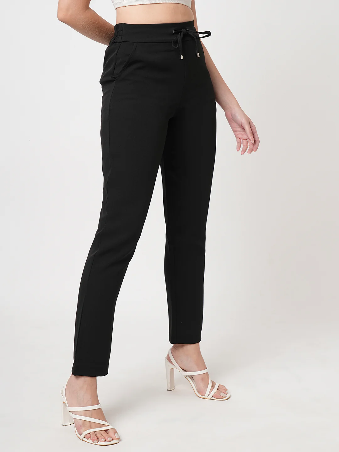 Women Black Mid-Rise Trouser - Image 5
