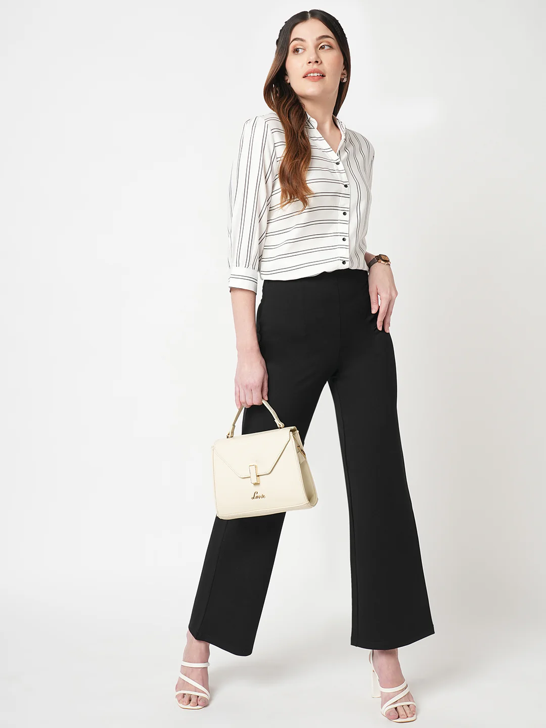 Women Black Mid-Rise Wide Leg Treggings - Image 4