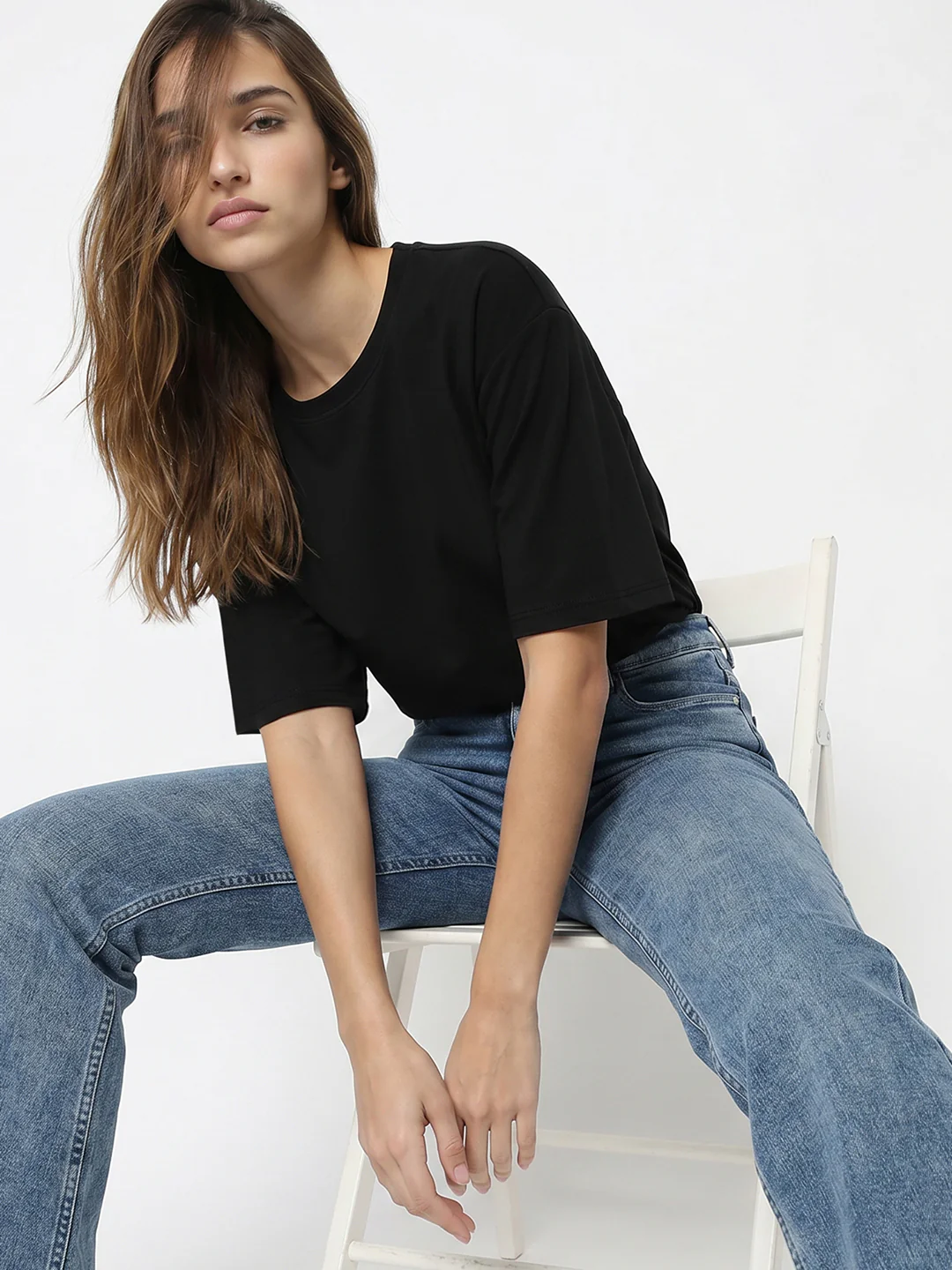 Women Black Oversize T-Shirt - Image 2