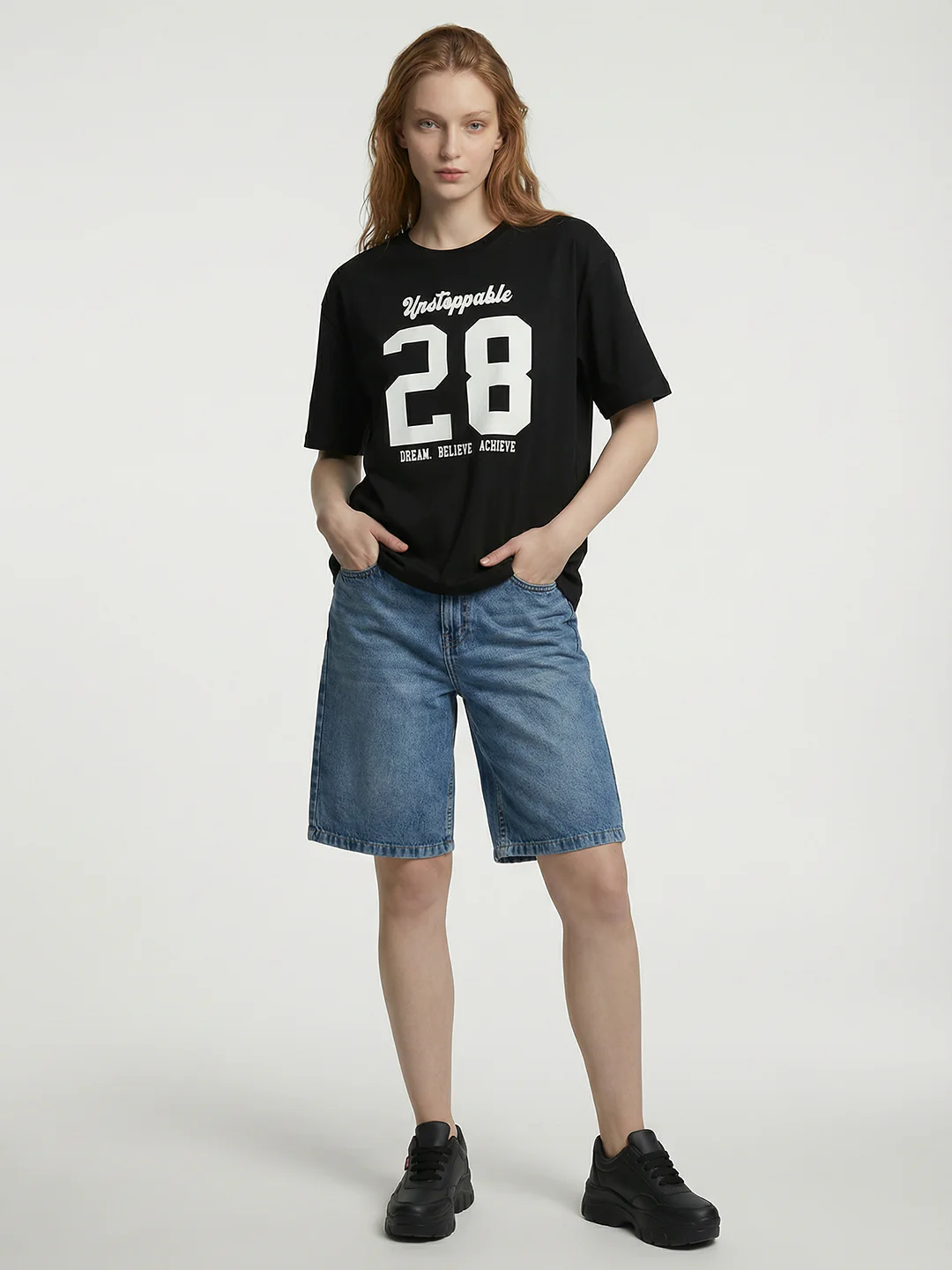 Women Black Oversized T-Shirt - Image 2