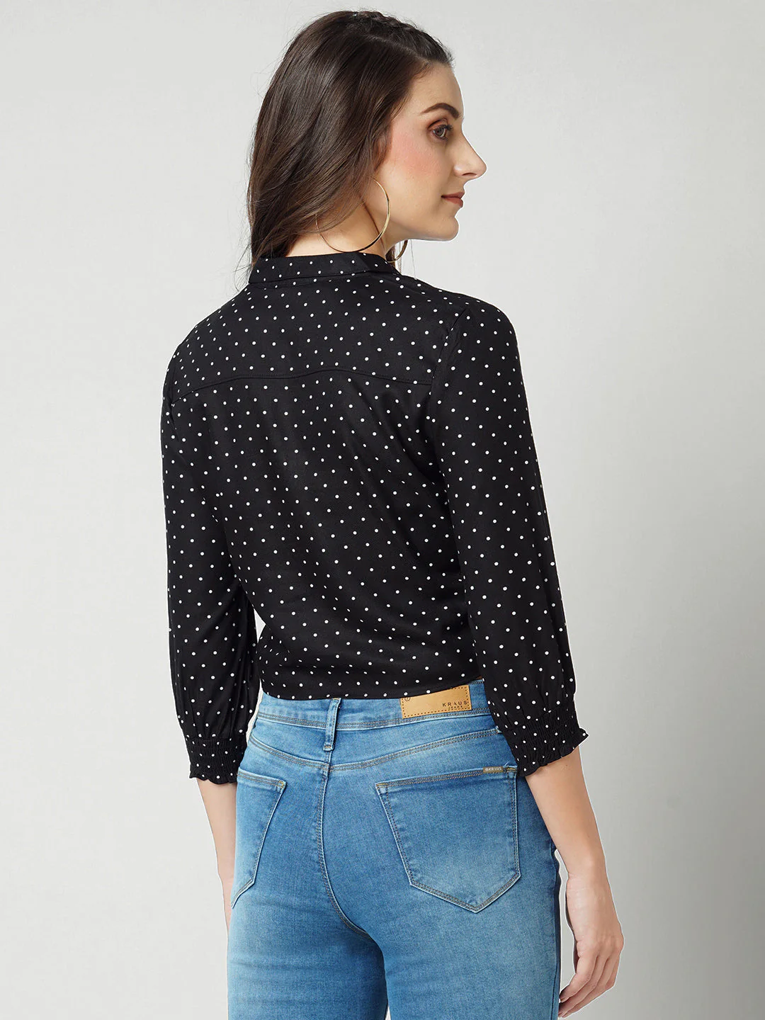 Women Black Polka Dot Top - Image 3
