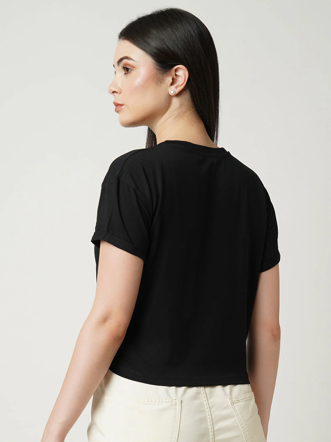 Women Black Printed Slim T-Shirt - Image 3