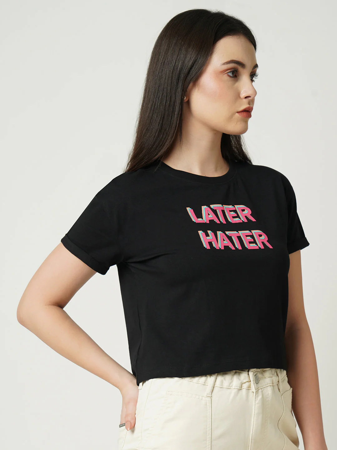Women Black Printed Slim T-Shirt - Image 4