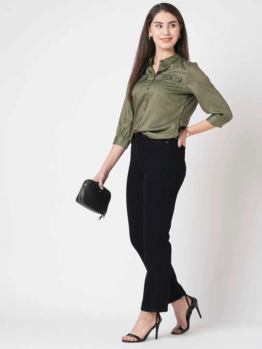 Women Black Relax Straight Jeans - Image 4