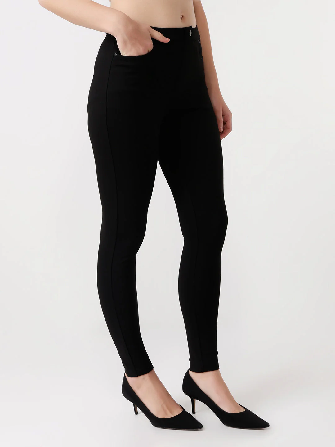 Women Black Skinny Treggings - Image 4