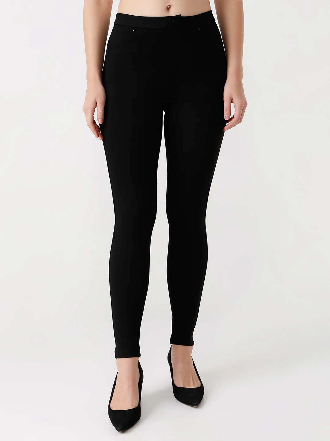 Women Black Skinny Treggings - Image 2