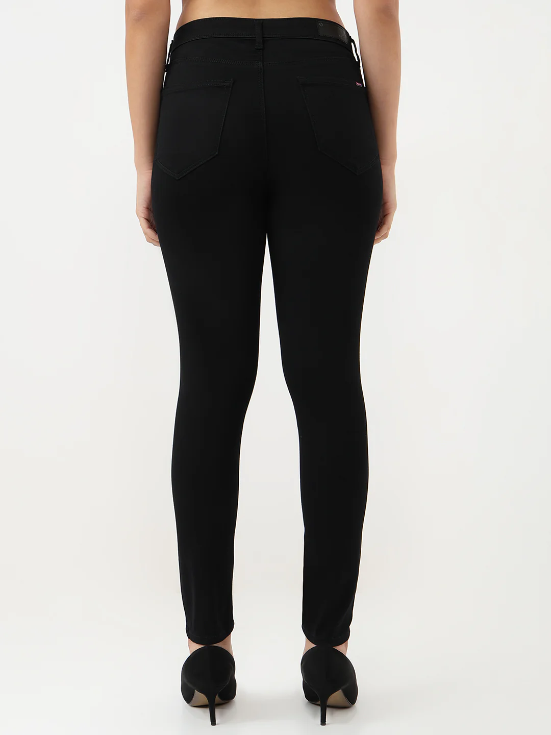Women Black Sky High Rise Skinny Jeans - Image 3