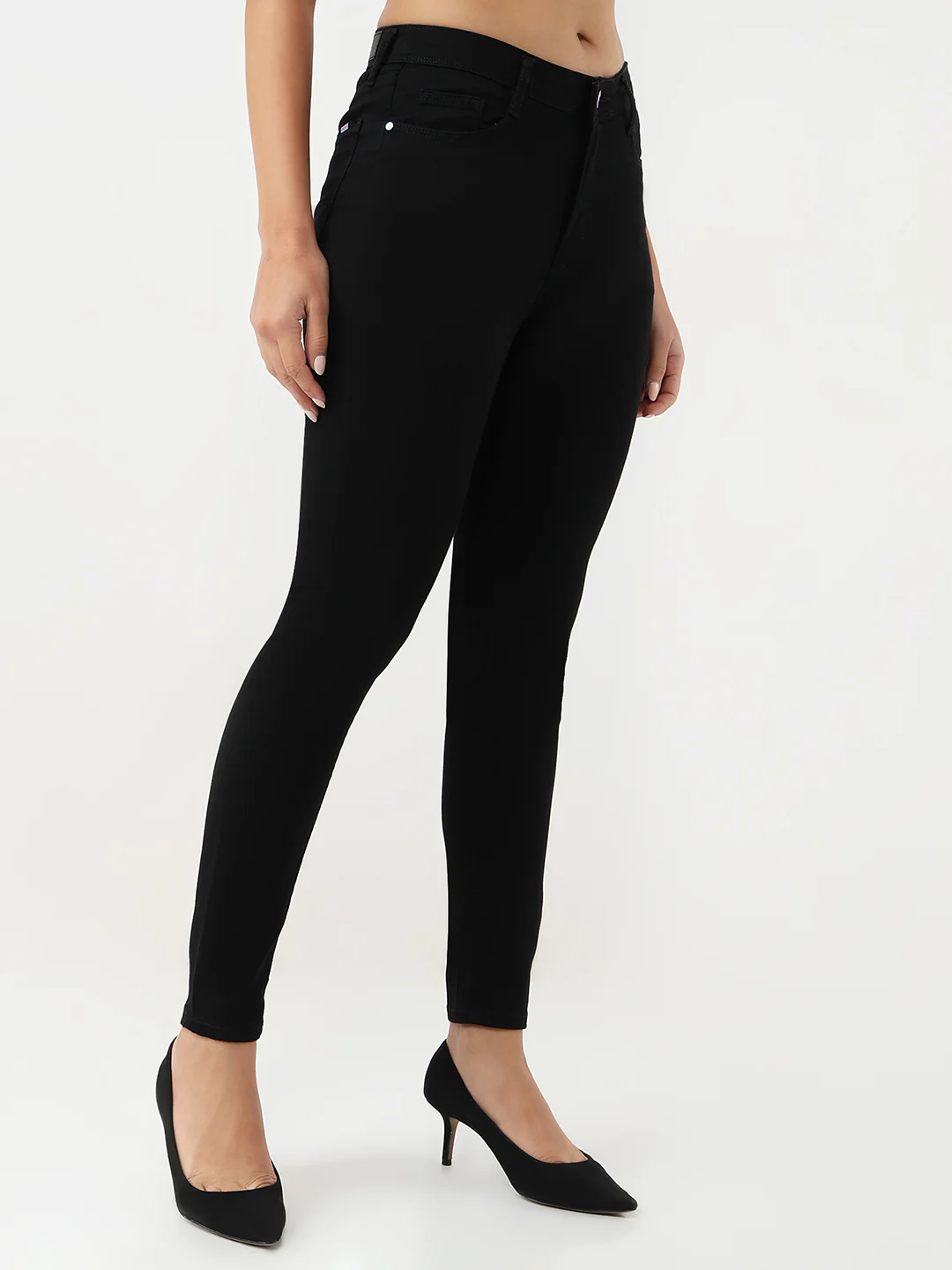 Women Black Sky High Rise Skinny Jeans - Image 5