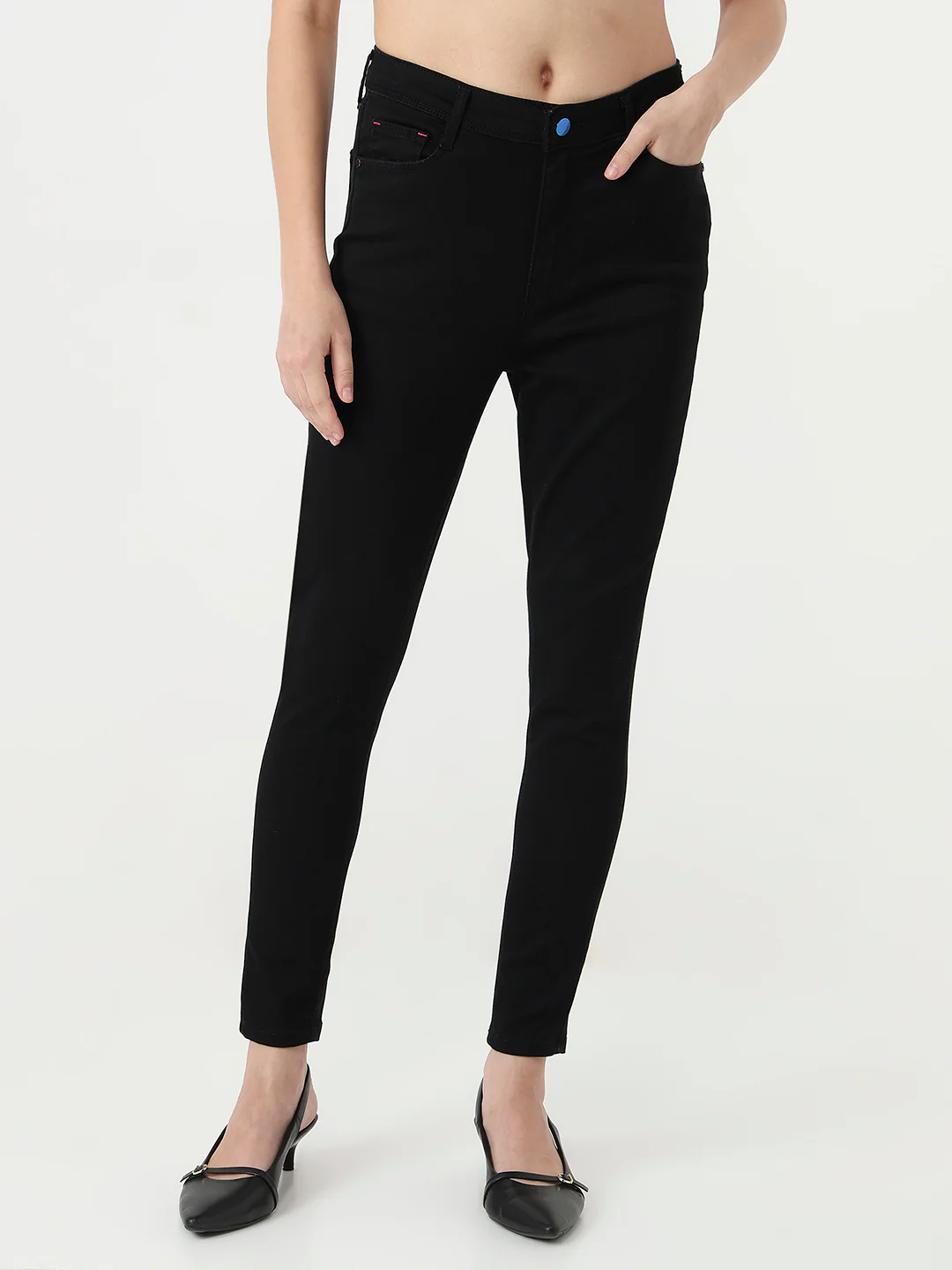 Women Black Sky High Skinny Jeans - Image 2