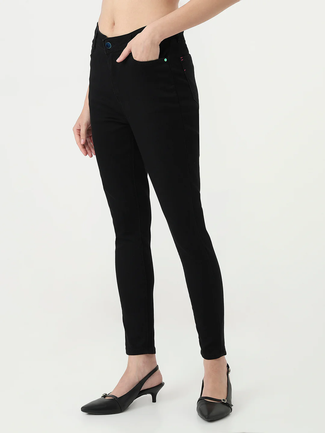 Women Black Sky High Skinny Jeans - Image 8