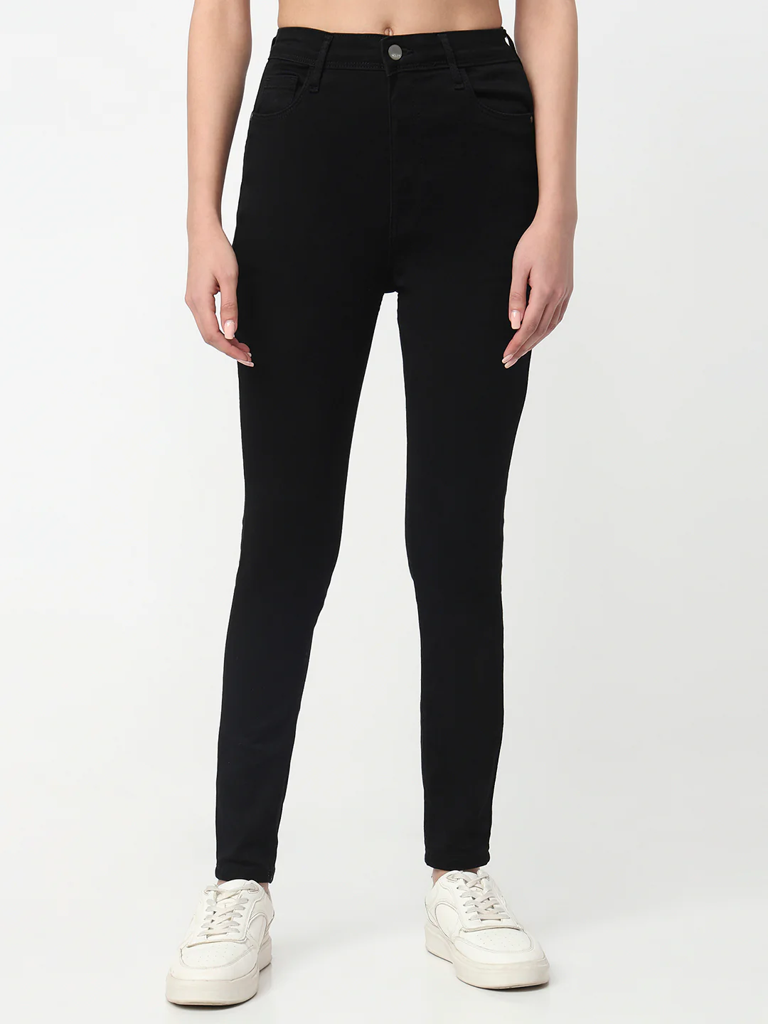 Women Black Sky High Skinny Jeans - Image 2