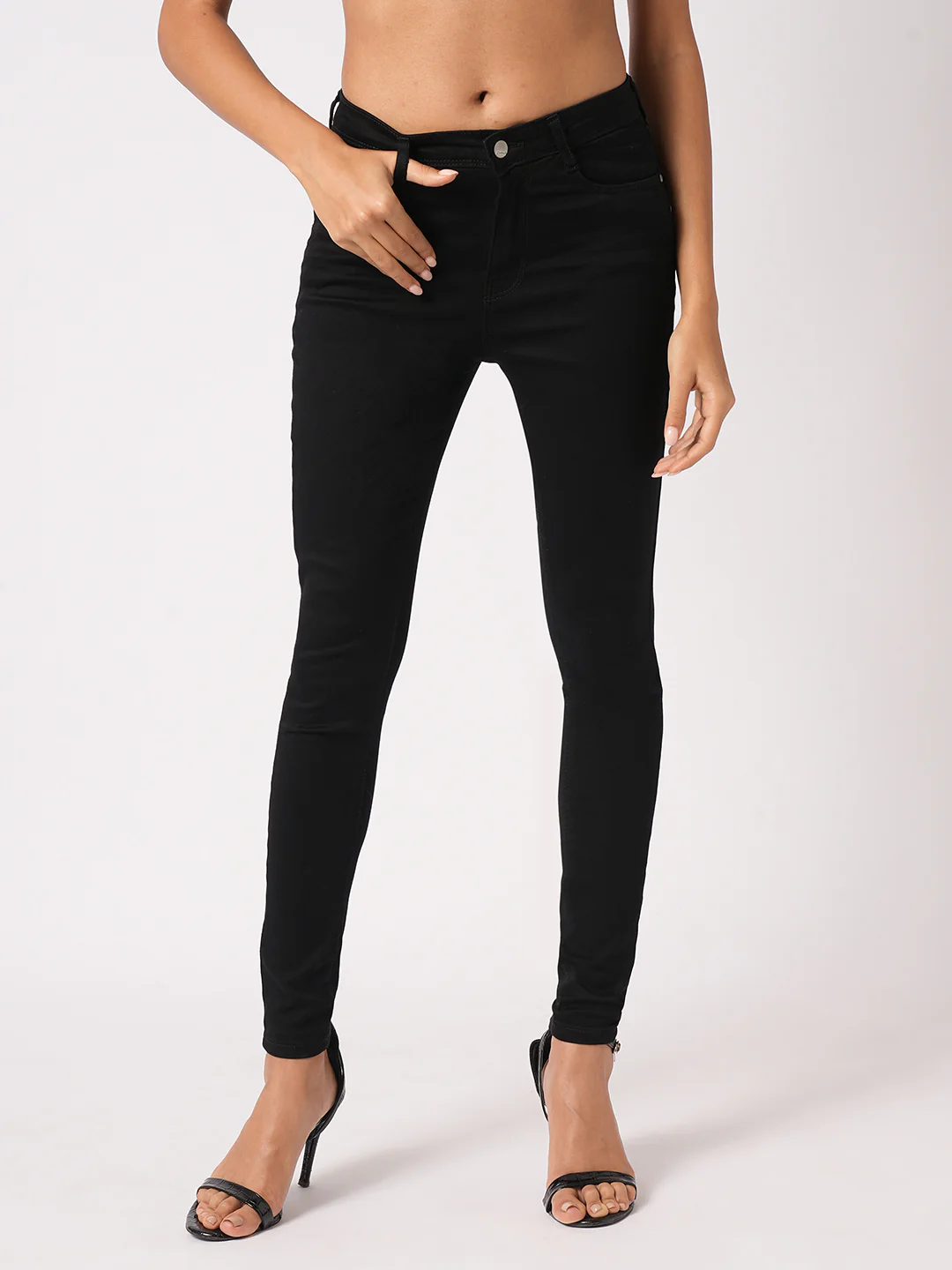 Women Black Sky High Skinny Jeans - Image 2