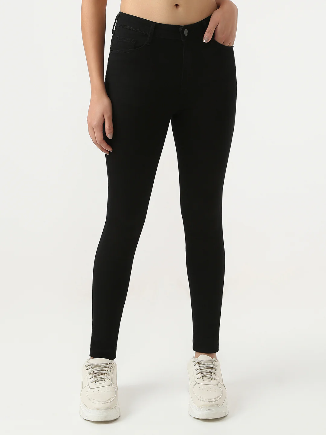 Women Black Sky High Skinny Jeans - Image 2