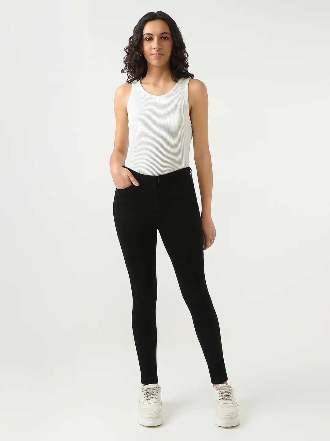 Women Black Sky High Skinny Jeans - Image 5