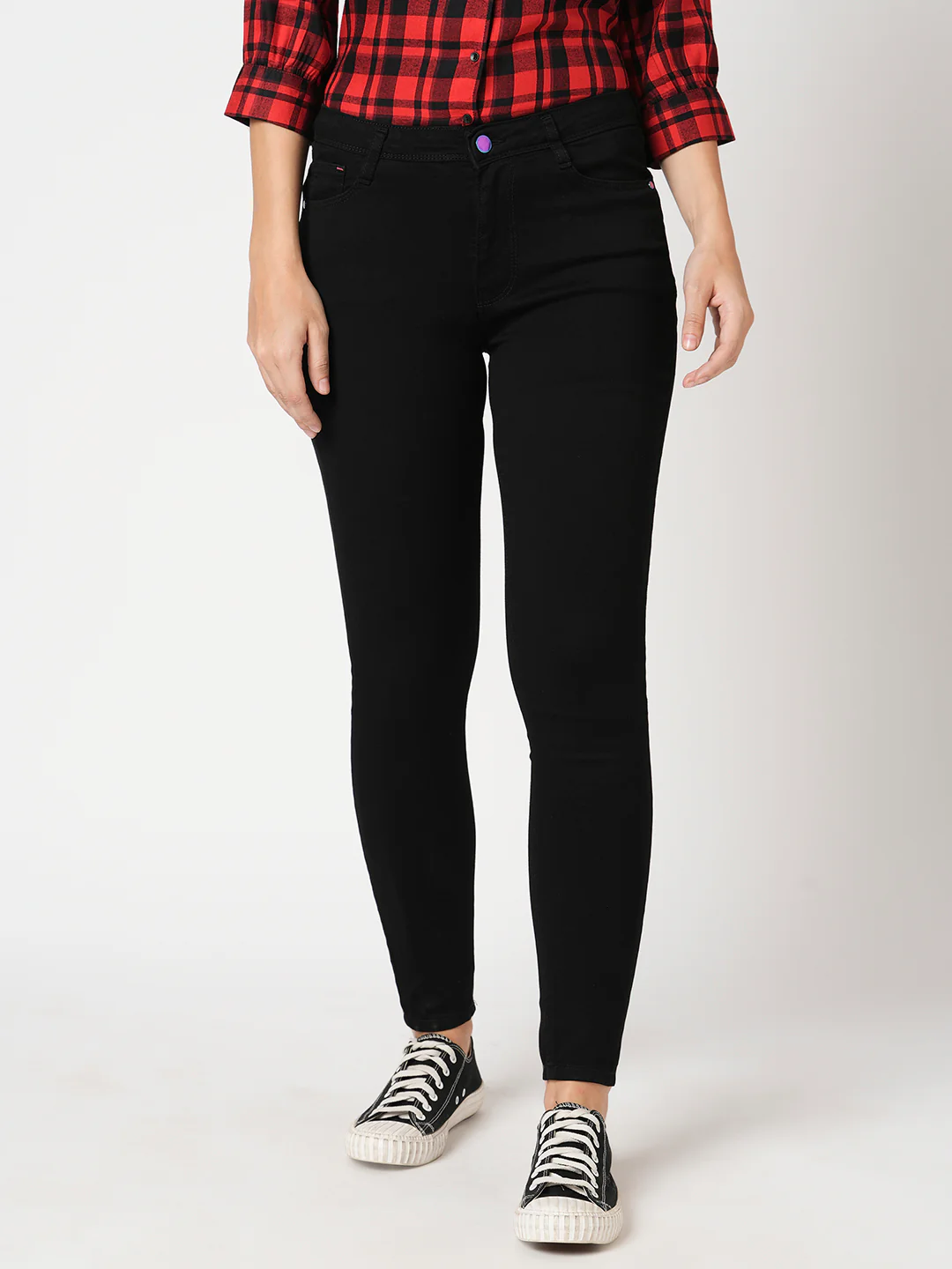 Women Black Sky High Skinny Jeans - Image 2