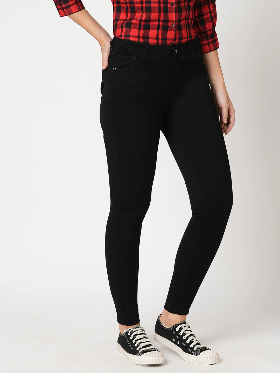 Women Black Sky High Skinny Jeans - Image 5