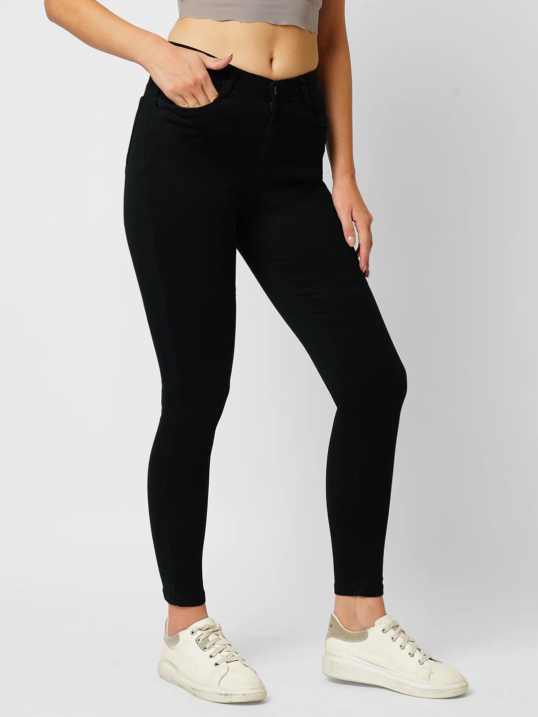 Women Black Sky High Skinny Jeans - Image 6