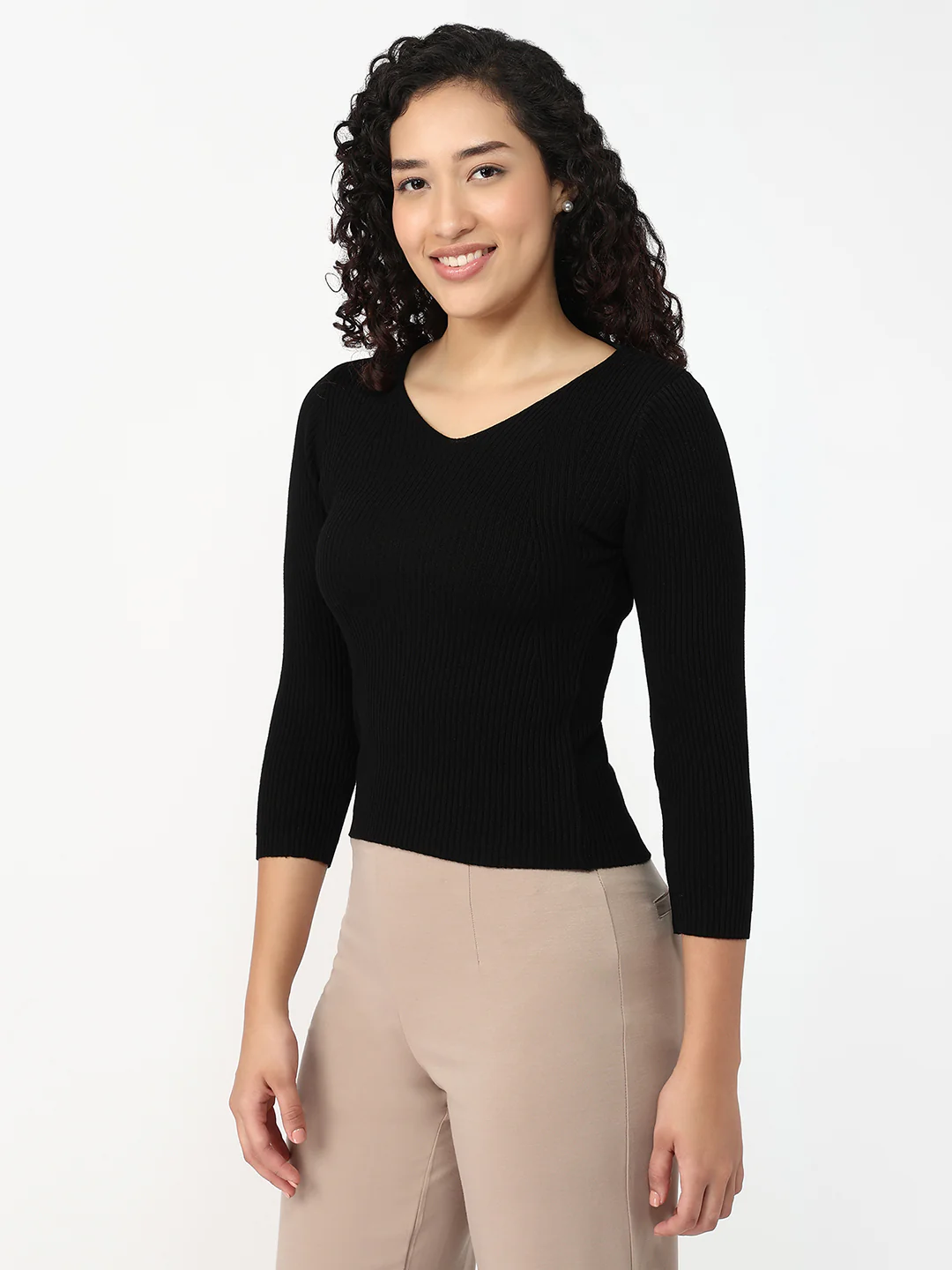 Women Black Slim Fit Flat Knit - Image 5
