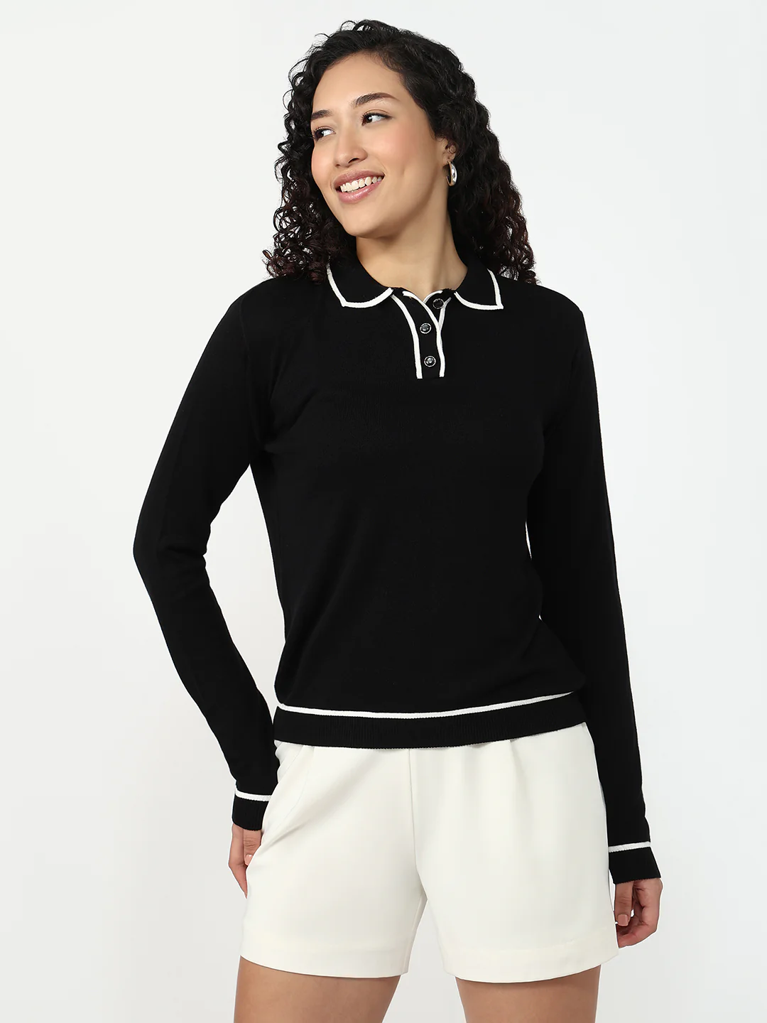 Women Black Slim Fit Flat Knit - Image 2