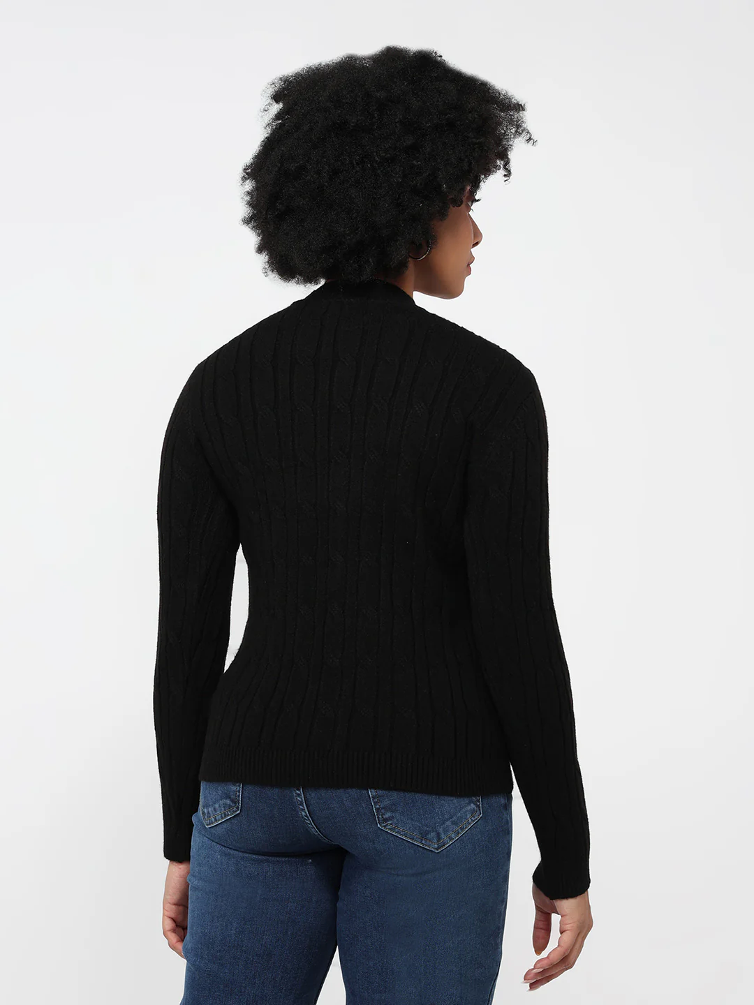 Women Black Slim Fit Sweater - Image 3