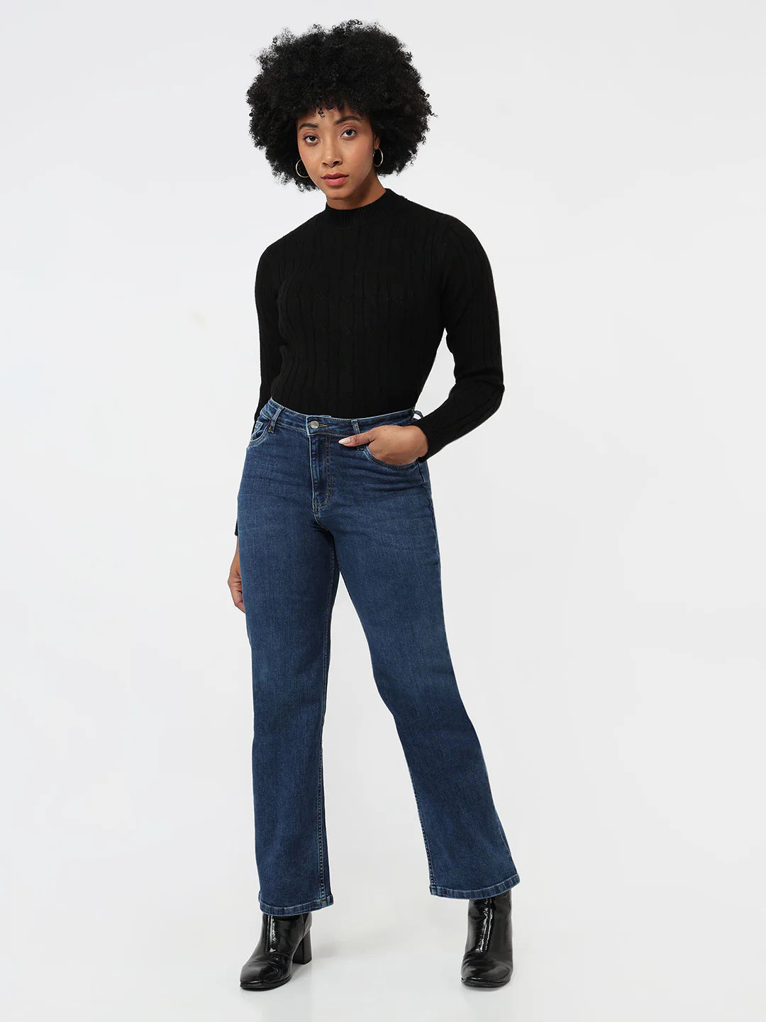 Women Black Slim Fit Sweater - Image 4