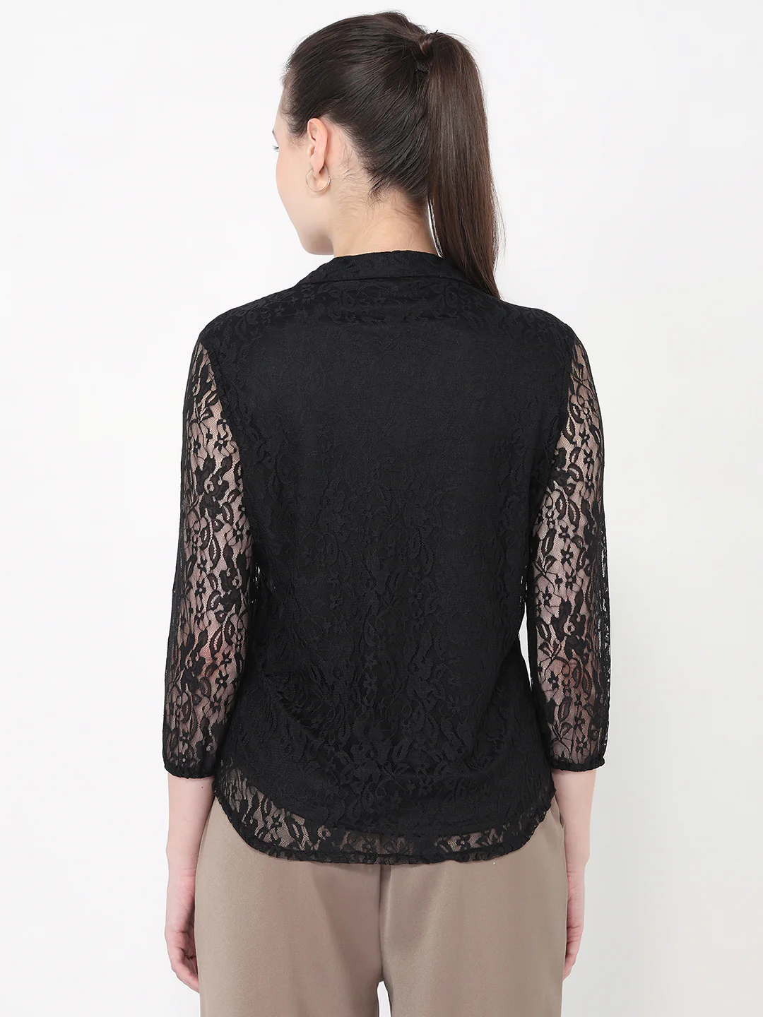 Women Black Slim Fit Shirt - Image 3