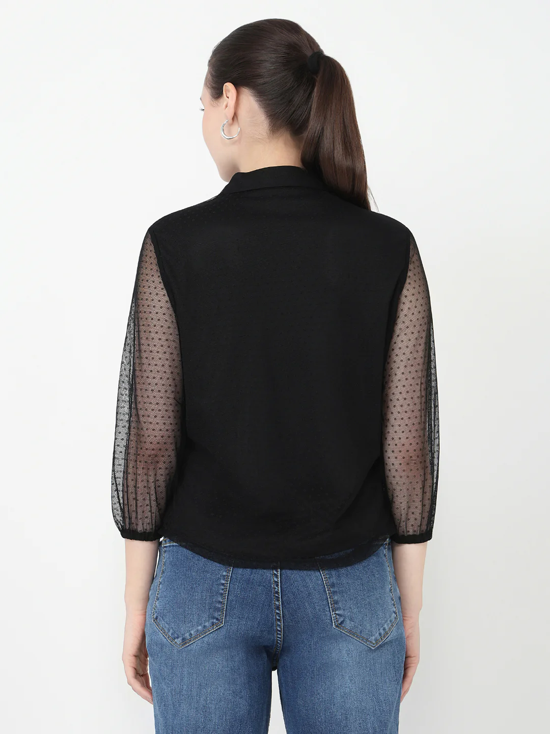 Women Black Slim Fit Shirt - Image 3